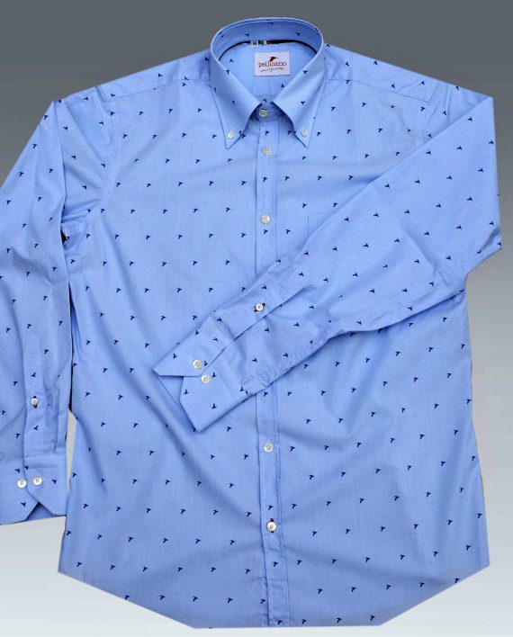 Men's Sky Micro Stripe  Button Down Shirt with Pelican Print - Image 3