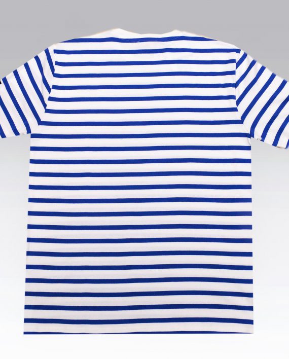 Armor Lux Short Sleeve Breton Stripe Shirt in White & Blue - Image 4