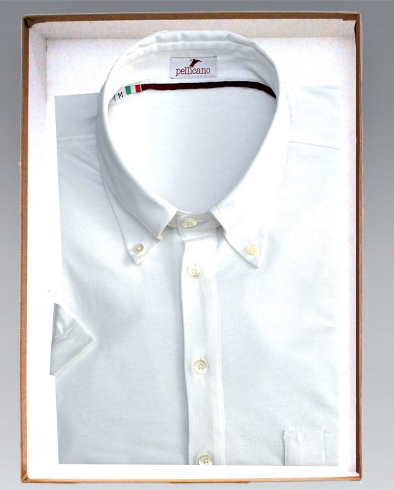 Men's Short Sleeve Polo Shirt in White Jersey Cotton