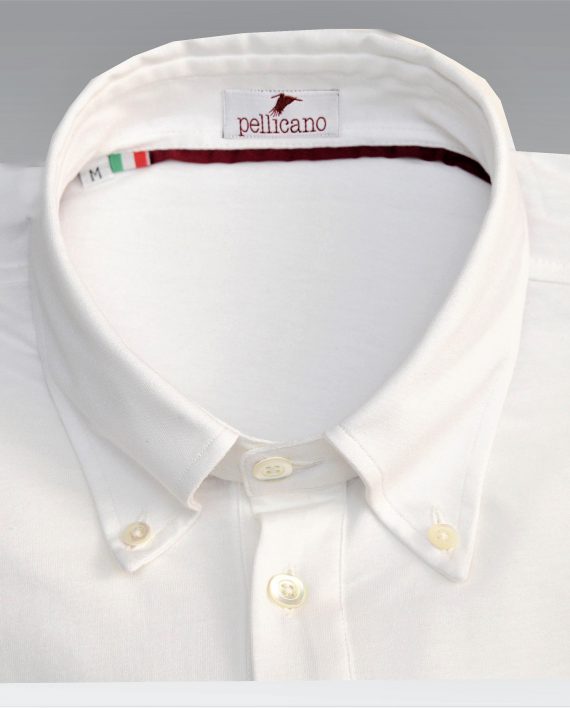 Men's Short Sleeve Polo Shirt in White Jersey Cotton - Image 3