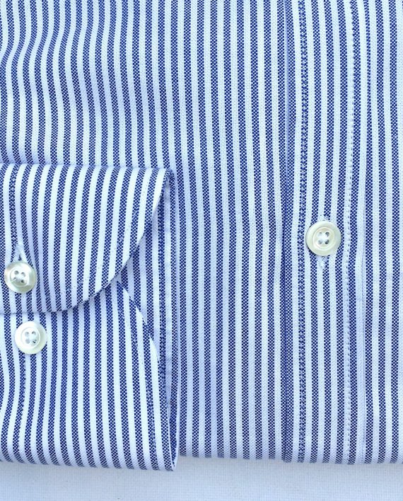 Men's Stripe Oxford Button Down Shirt in Blue & White - Image 3