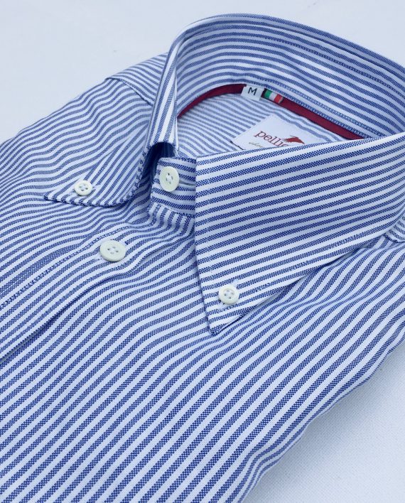 Men's Stripe Oxford Button Down Shirt in Blue & White - Image 2