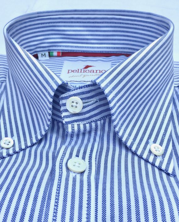 Men's Stripe Oxford Button Down Shirt in Blue & White - Image 4
