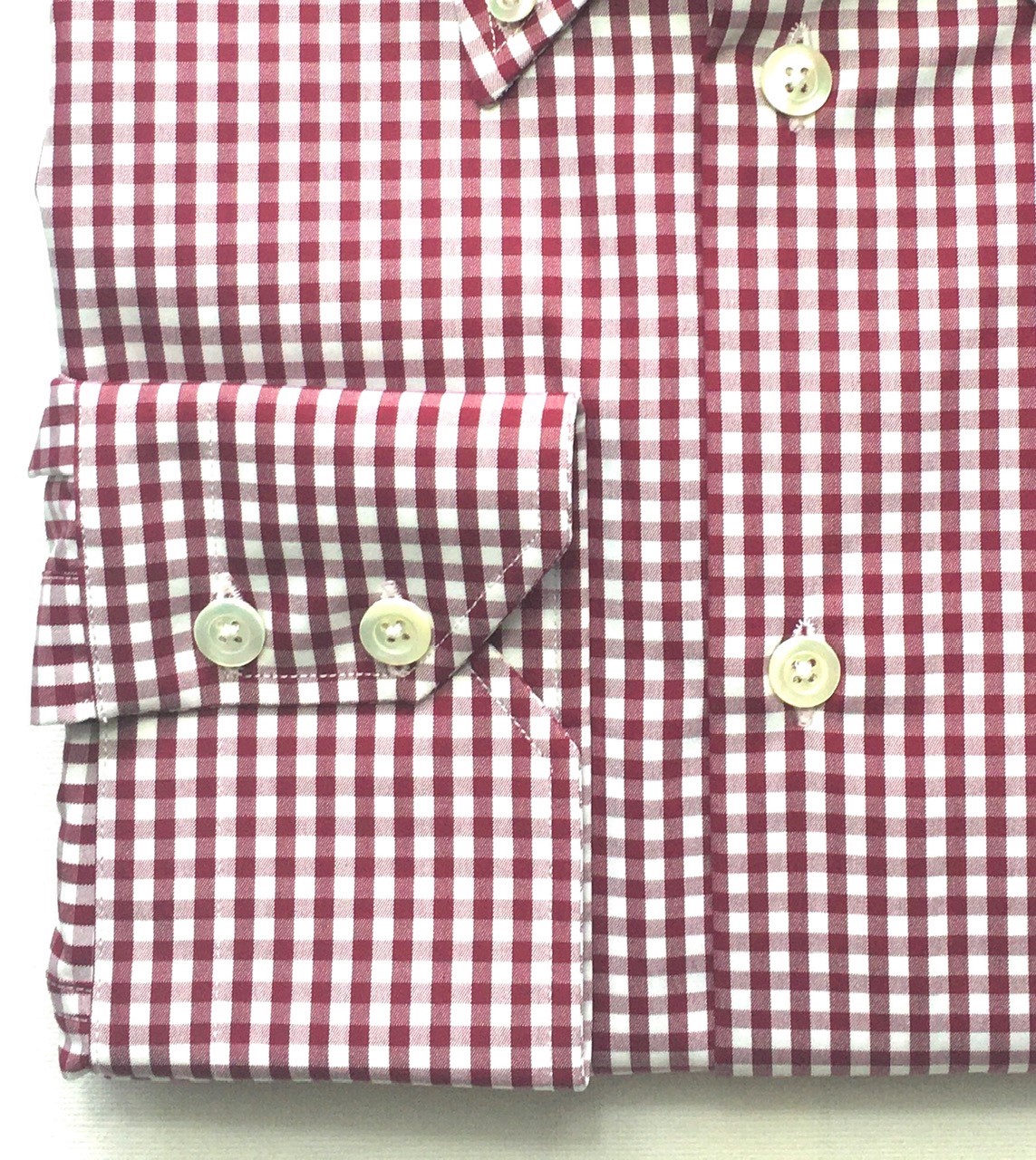 Men's Gingham Shirt in Burgundy & White - Pellicano Menswear