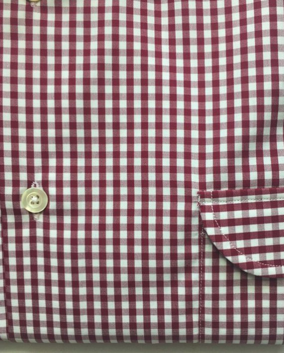 Men's Gingham Shirt in Burgundy & White - Image 4