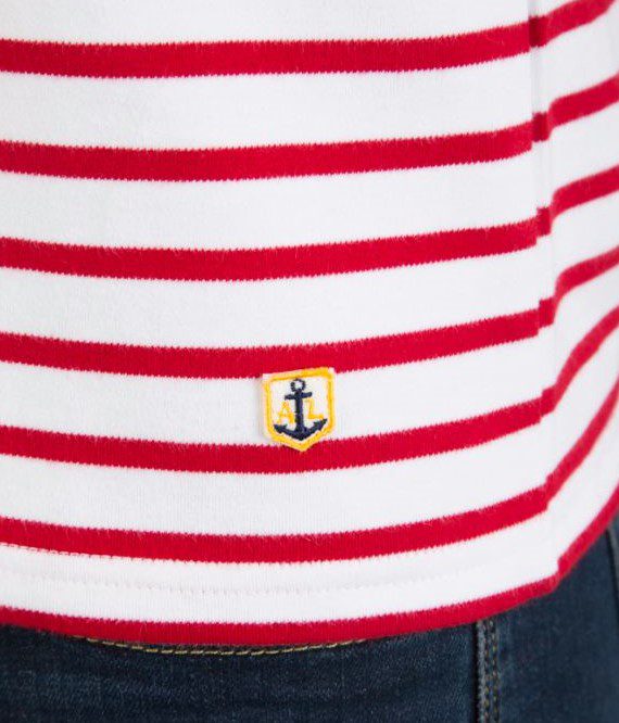 Long Sleeve Breton Stripe Shirt in White & Red - Image 5