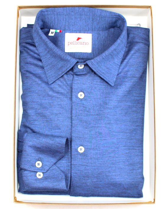 Men's Merino Wool Over Shirt In Indigo Blue - Image 4
