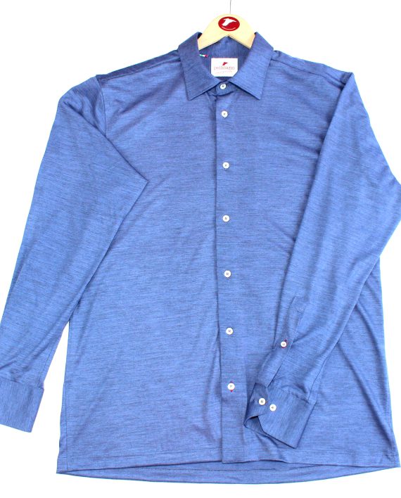 Men's Merino Wool Over Shirt In Indigo Blue - Image 6
