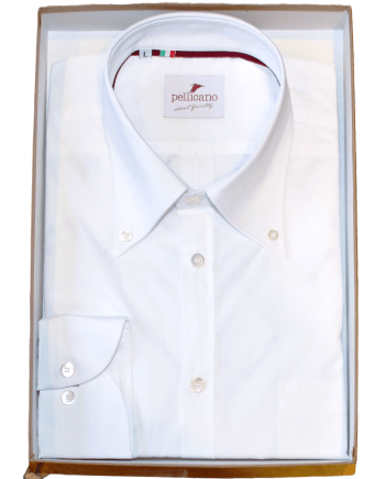 A Men's Button Down Shirt in White Poplin Cotton