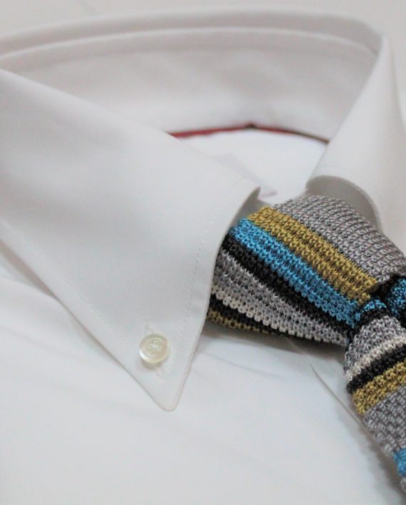 Men's Button Down Shirt in White Poplin Cotton - Image 3