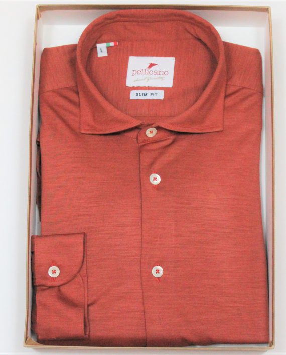 Men's Merino Wool Over Shirt in Burnt Orange - Image 3