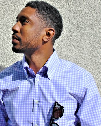 Men's Gingham Cotton Poplin Shirt in Lilac & White