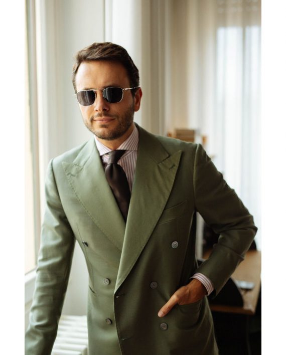 Italian Eyewear - 'Cordovan': Rhodium Frame Sunglasses with Grey Lenses - Image 5