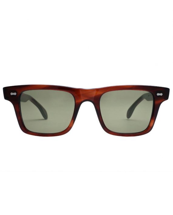 Italian Eyewear – 'Denim': Brown Acetate Frame Sunglasses with Bottle Green Lenses