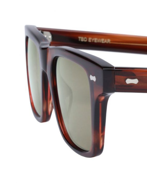 Italian Eyewear – 'Denim': Brown Acetate Frame Sunglasses with Bottle Green Lenses - Image 4