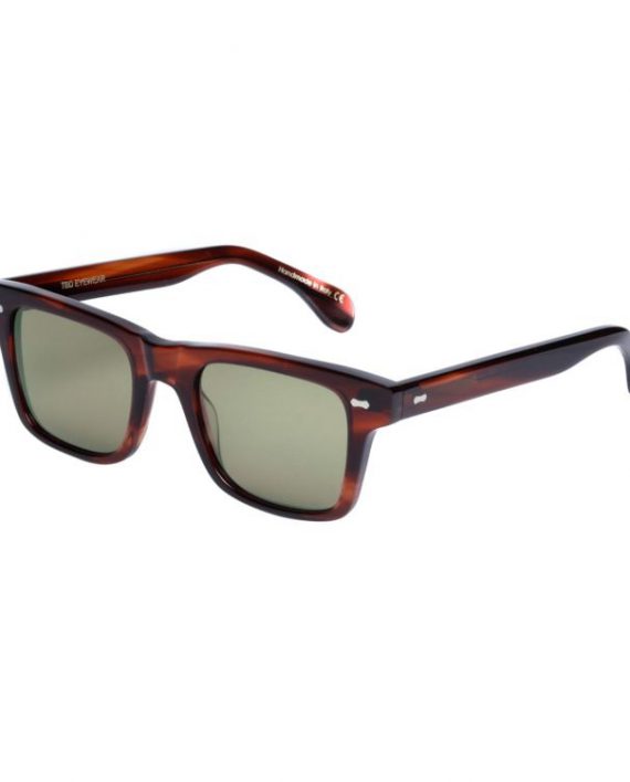 Italian Eyewear – 'Denim': Brown Acetate Frame Sunglasses with Bottle Green Lenses - Image 2