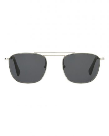 Italian Eyewear - 'Cordovan': Rhodium Frame Sunglasses with Grey Lenses