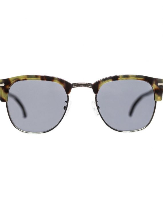 Italian Eyewear – 'Tartan' Green Tortoise Shell Acetate & Metal Frame Sunglasses with Gradient Grey Lenses