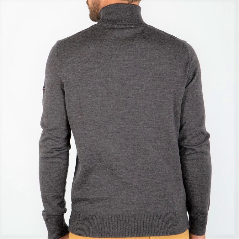 Roll Neck Jumper in Fine Grey Merino Wool - Pellicano Menswear