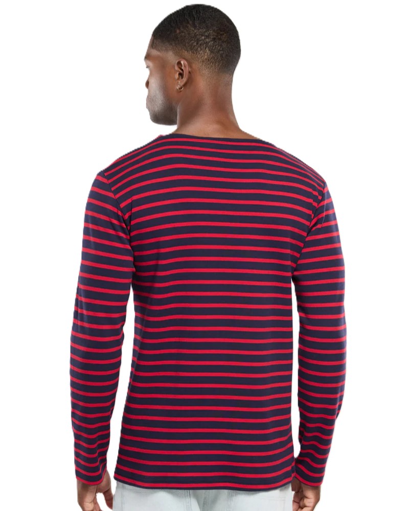 A Long Sleeve Breton Stripe Shirt in Red & Navy - Image 6