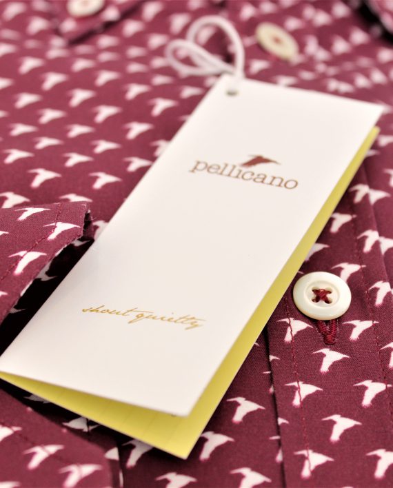 Men's Claret Button Down Shirt with Signature Print - Image 2