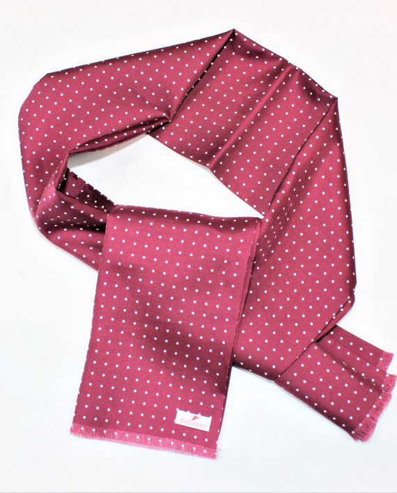Polka Dot Scarf in Burgundy & White Printed Silk