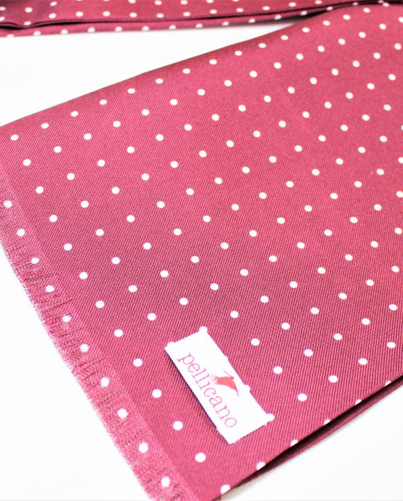 Polka Dot Scarf in Burgundy & White Printed Silk - Image 2