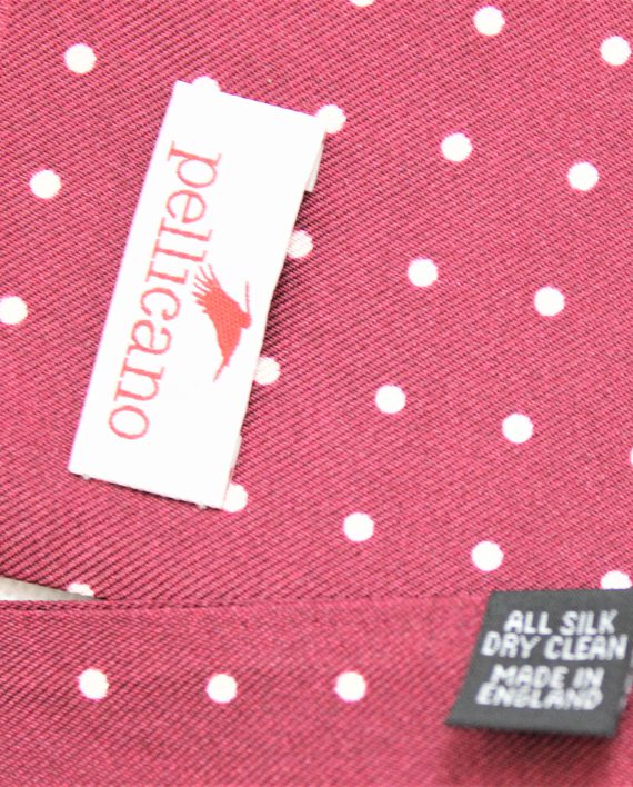 Polka Dot Scarf in Burgundy & White Printed Silk - Image 3