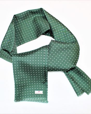 Polka Dot Scarf in Racing Green & White Printed Silk
