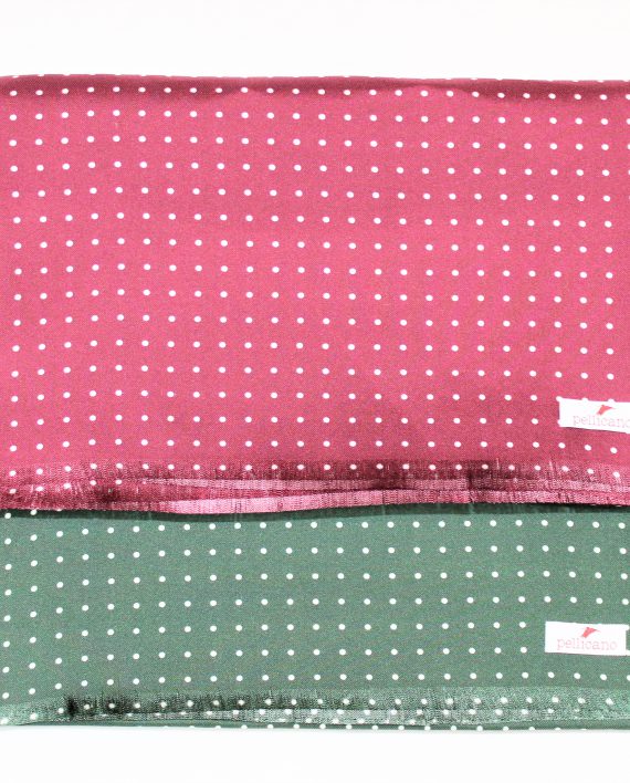 Polka Dot Scarf in Burgundy & White Printed Silk - Image 6