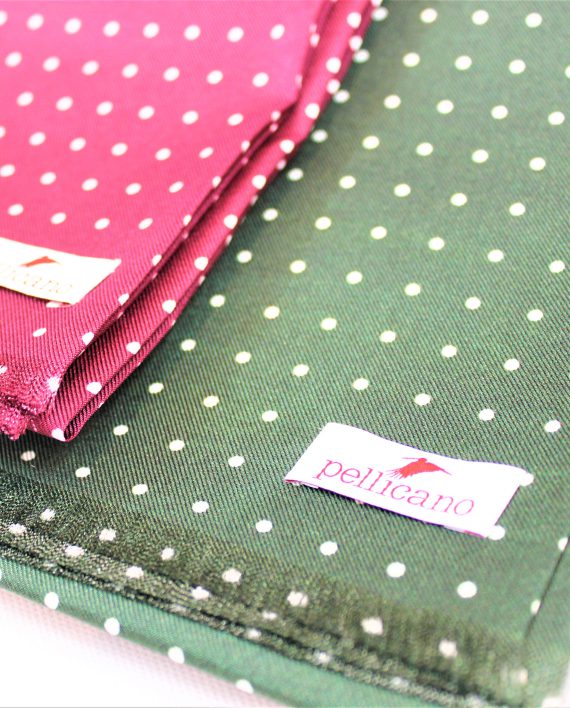 Polka Dot Scarf in Burgundy & White Printed Silk - Image 5