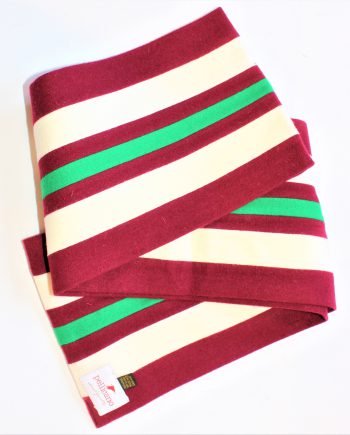 College Scarf in Claret & Green Saxony Wool