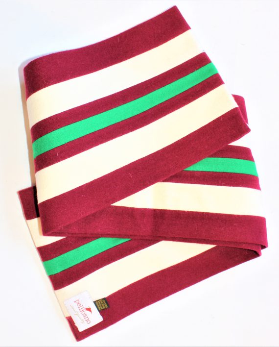 College Scarf in Claret & Green Saxony Wool