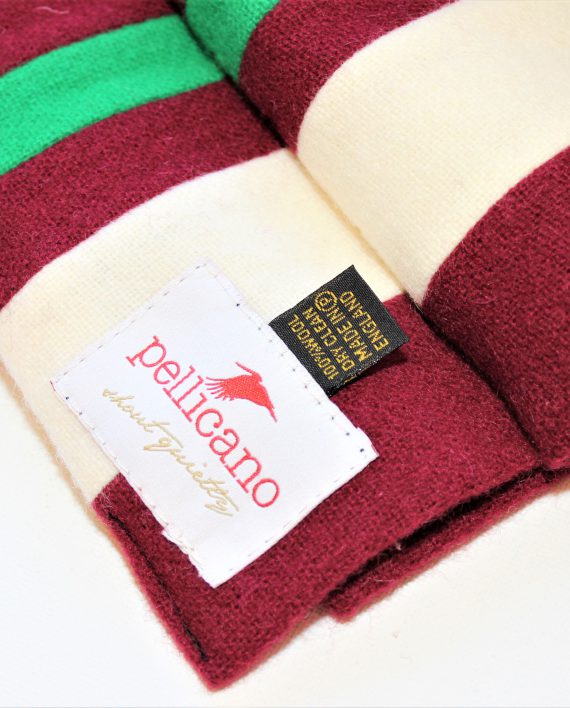 College Scarf in Claret & Green Saxony Wool - Image 2
