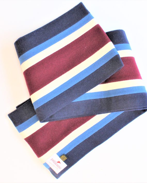 College Scarf in Navy & Maroon Saxony Wool