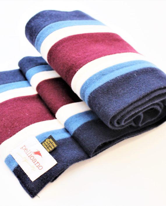College Scarf in Navy & Maroon Saxony Wool - Image 6
