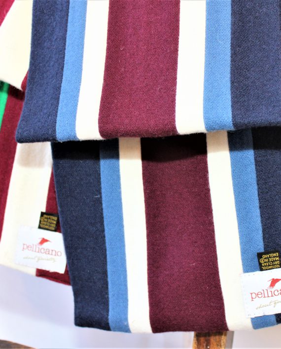College Scarf in Claret & Green Saxony Wool - Image 6