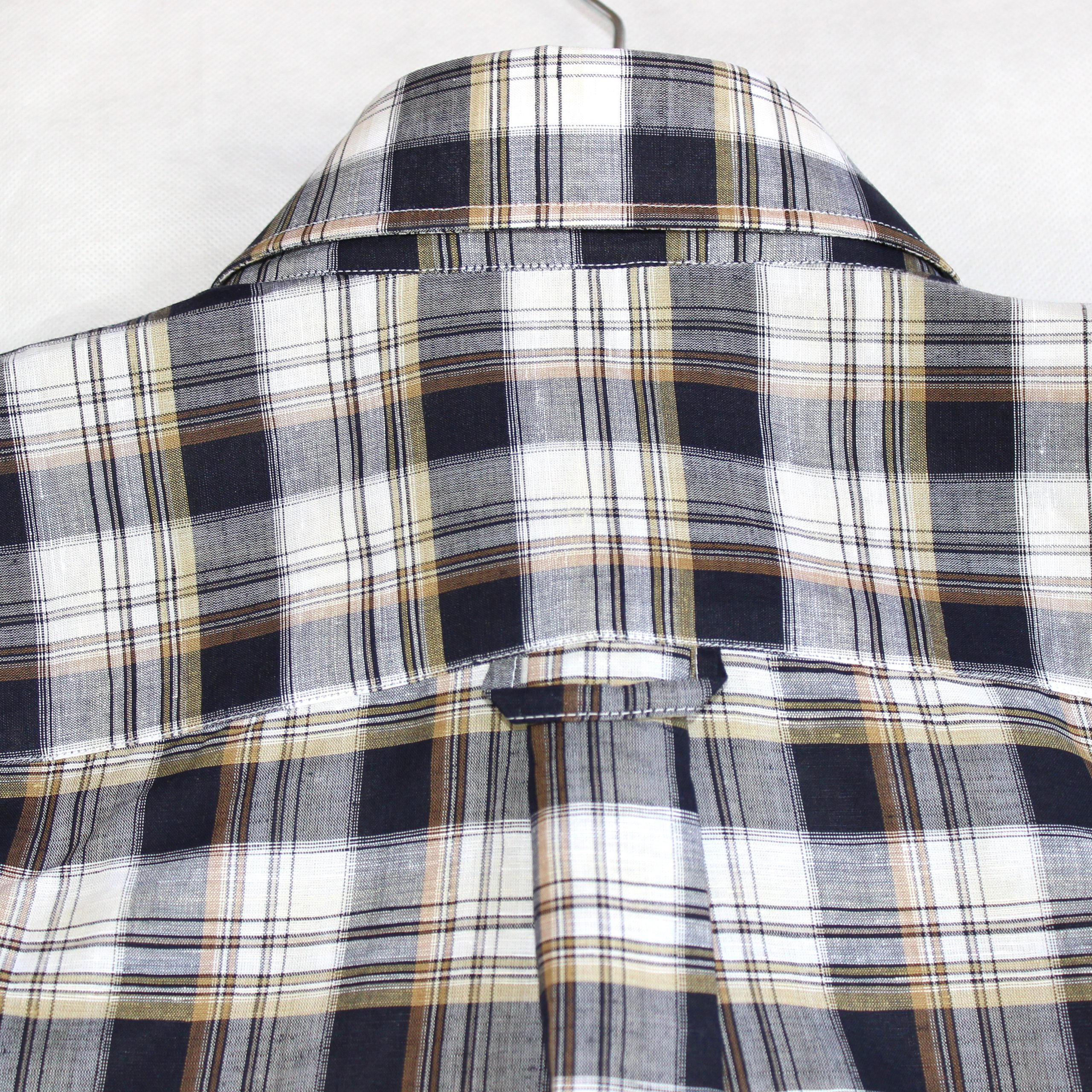 Men's Madras Check Popover Shirt in Blue & Brown - Pellicano Menswear