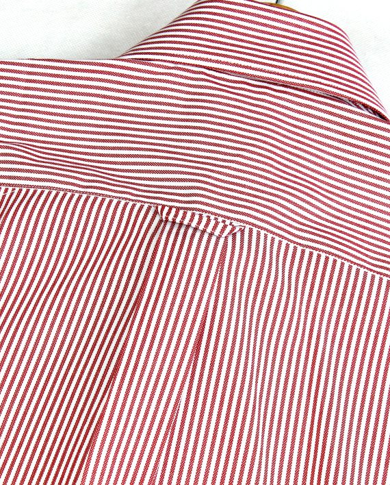 Men's Stripe Oxford Button Down Shirt in Red & White - Image 5