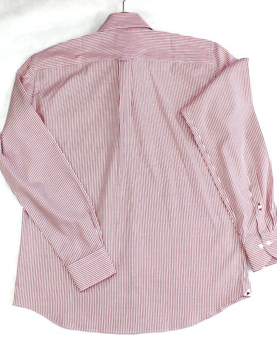 Men's Stripe Oxford Button Down Shirt in Red & White - Image 3