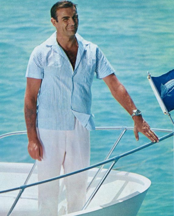 Cuban Collar Seersucker Shirt in Blue & White Stripes - Image 6