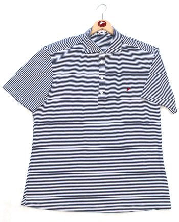 Men's Short Sleeve Popover Shirt in Blue & White Stripes