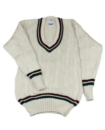 A Cricket Jumper in Old English White Merino Wool