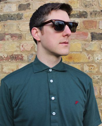 Men's Short Sleeve Popover Shirt in Forest Green Jersey Cotton