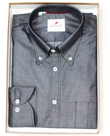 Men's Charcoal Grey Cotton Button Down Shirt