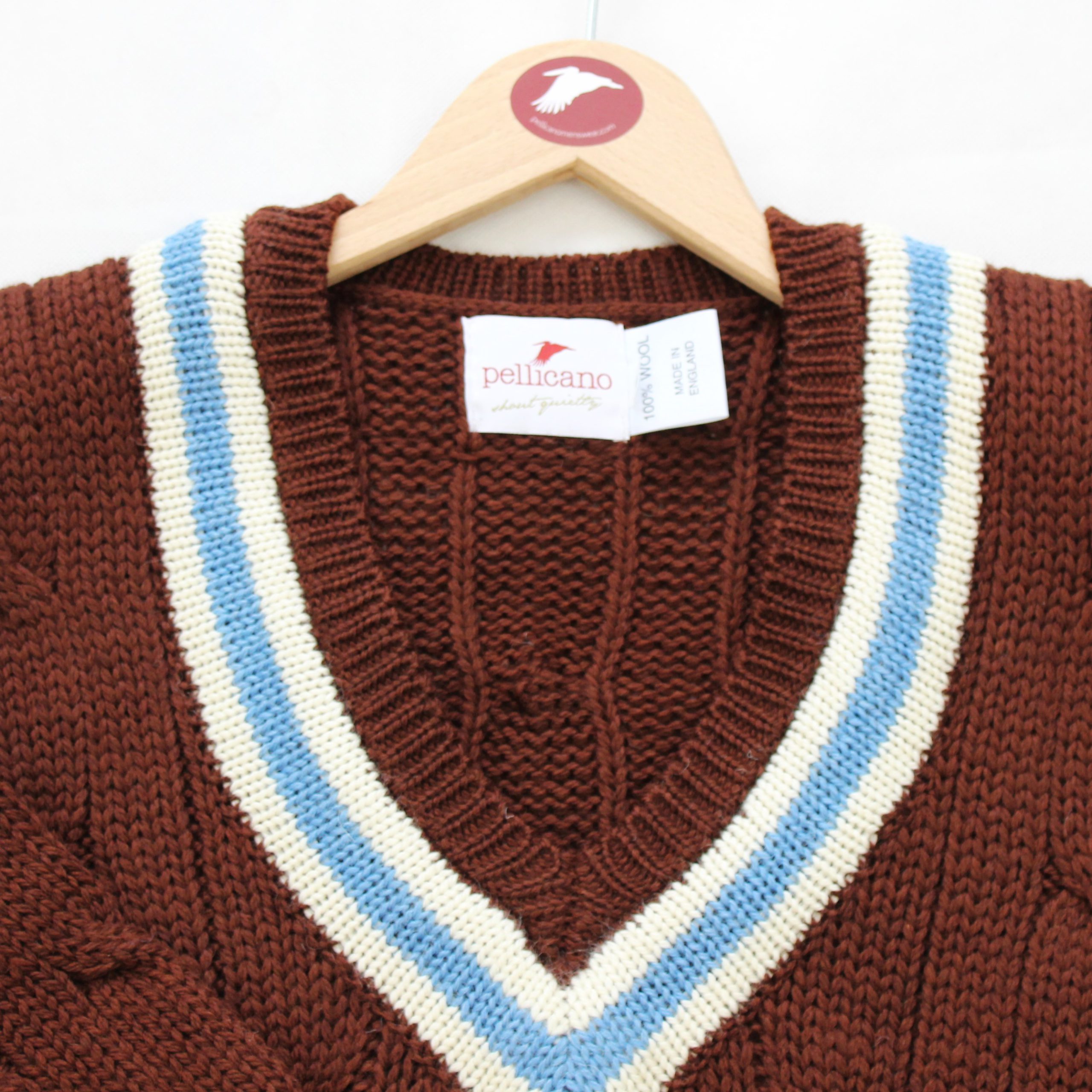 A Brown Merino Cricket Jumper - Pellicano Menswear