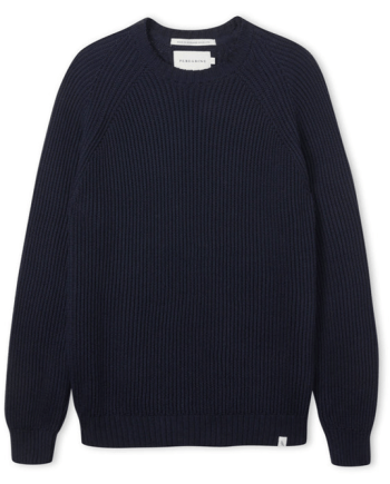 A Navy Cotton Crew Neck Sweater by Peregrine of England