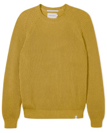 A Mustard Cotton Crew Neck Sweater by Peregrine of England