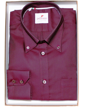 A Men's Cotton Oxford Button Down Shirt Burgundy Tonic