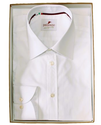A Men's Point Collar Shirt in White Cotton Poplin